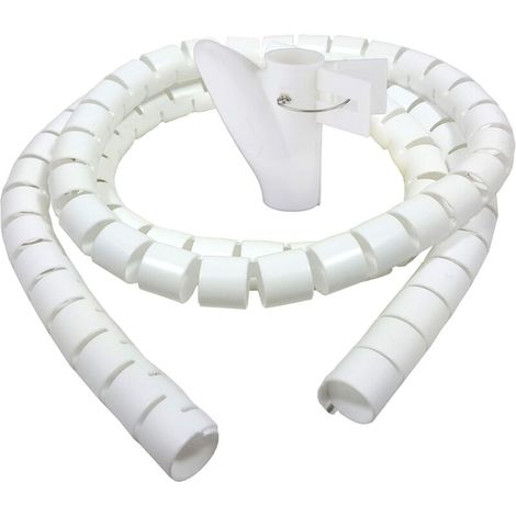 Gestione cavi da tavolo da 3 m, gestione cavi, tubo di avvolgimento per l'archiviazione, guaina a spirale flessibile, adatta per cavi da 22 mm - Bianco