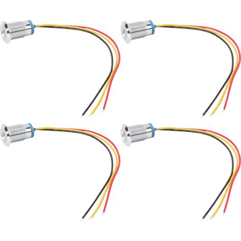 4 jeux de LED rondes précâblées étanches bicolores à anode commune, électrode d'anode 1224 V 12 mm (rouge et jaune) (1/5)