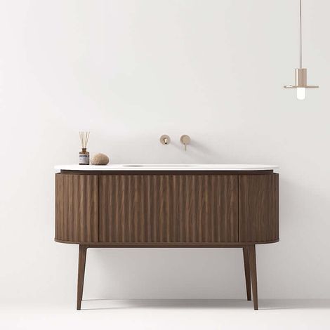 Mobile Bagno 140 cm A Terra Rovere Scuro Senza Specchio - Reid (1/5)