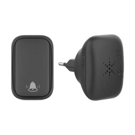 Noir-Sonnette Sans Fil, Sonnette Auto Alimentée Sans Batterie Requise Carillon de Porte Sans Fil, Bouton Poussoir étanche à 150m de Portée avec 38 Ca (1/3)