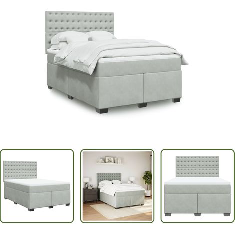 Matratze - Boxspringbett mit Matratze Hellgrau 140x190 cm Samt (1/5)