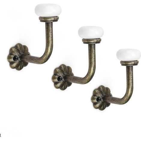Crochet Porte Manteau, 3 Pièces Patere Vintage, Céramique Porte Manteau Mural, Alliage de Zinc avec 6 Vis, Patere Murale (1/4)