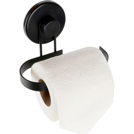 Soporte de papel higiénico de metal negro con ventosa (1/5)