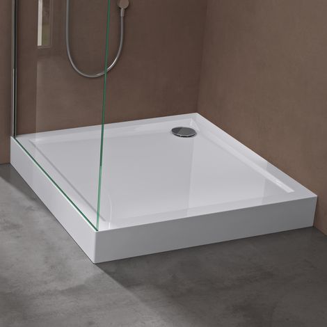 Doporro – Receveur de douche carré 100x100cm – Acrylique renforcé – Hauteur 14cm – Descente intégrée pour évacuation rapide – Installation facile - Faro1H (1/5)