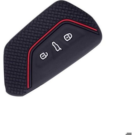 Housse en silicone compatible Volkswagen Golf 8, ID4X, R-Line et Touareg X — Coque clé antichoc à texture nid d'abeille, noir ro (1/3)