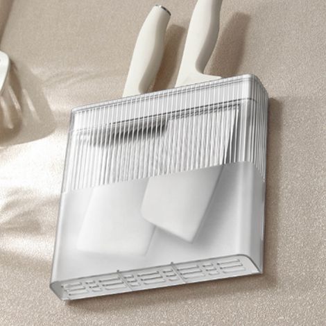 Support mural pour couteaux, organisateur de couteaux sans perçage, bloc de couteaux mural, support de rangement amovible, blanc (1/5)