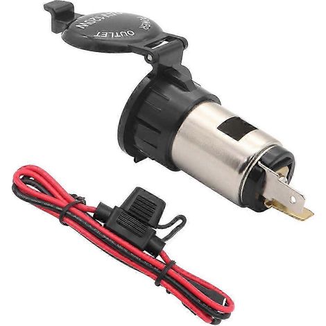 Prise de courant étanche 12V/24V 120W, compatible avec les motos, les bateaux et les voitures, avec fusible et câble de 60 cm. (1/5)