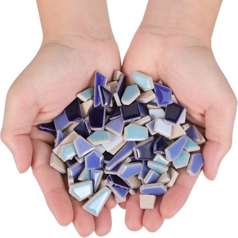 Carreaux de mosaïque en céramique émaillée bleue (200 g), irréguliers, sûrs et résistants pour les