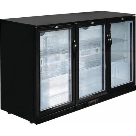 Arrière-bar 3 portes battantes vitrées 320 Litres noir, 350 W, 220 V - MONO