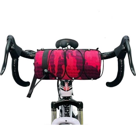 Ampia borsa da manubrio impermeabile per mountain bike e bici da strada. Borsa portaoggetti universale con cinghie regolabili (arancione). (1/5)