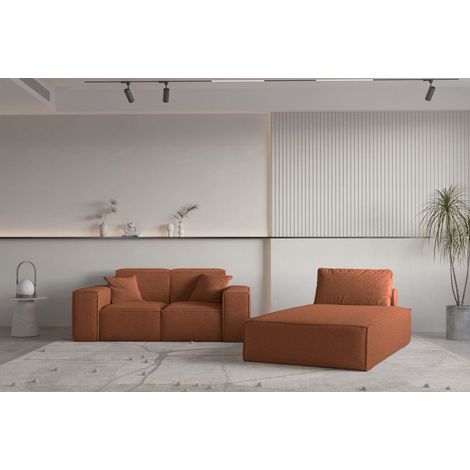 Sofa Set 2-teilig Sezlong und Sofa 2-Sitzer CELES PREMIUM Stoff Ascot Bukla Terracotta (1/3)