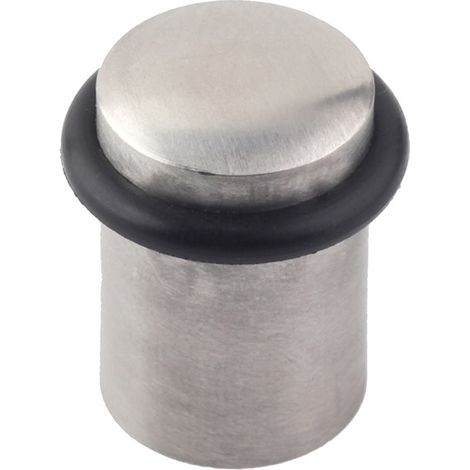 Tope de puerta atornillable con acabado inox mate. Dimensiones: 25x25x30 mm -