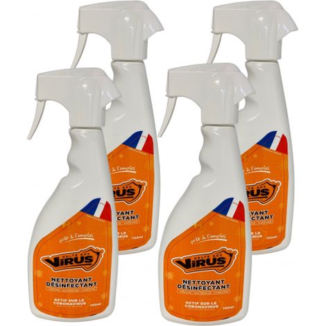 Bakterizider Reiniger für alle Oberflächen - Venteo - Orange - Erwachsene - Reiniger mit viruzider und fungizider Wirkung - Lot 4 - 750ml