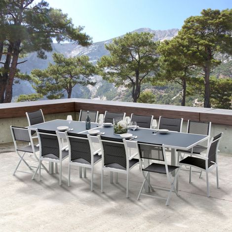 Gartenmöbel Set Modulo T 8/12 + F 8 + C 4 Full Glas Weiß Wilsa Garden (1/2)