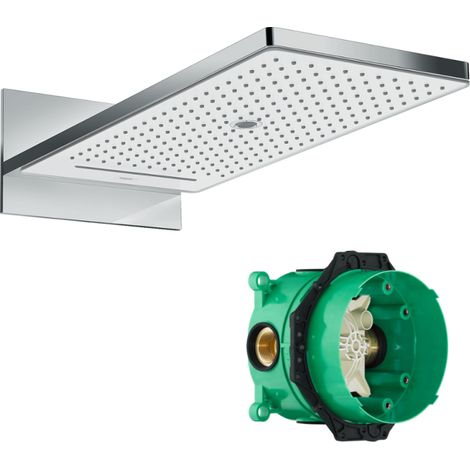 HANSGROHE Douche de tête 580 3jet blanc/chromé avec corps encastré universel pour robinetterie Ibox