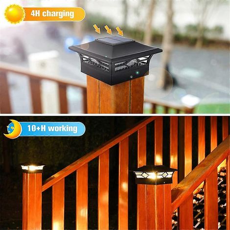 Lampe solaire sur pilier pour terrasses extérieures, clôtures et décoration de jardin (lot de 2) (1/4)