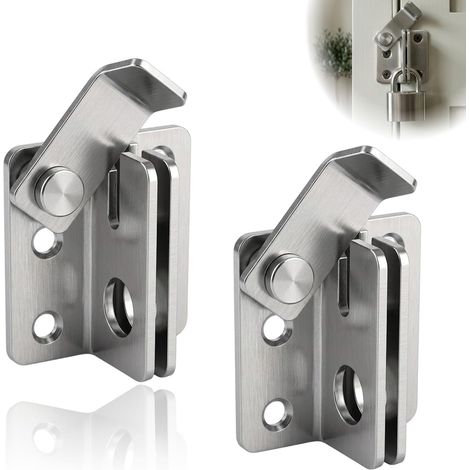 2PCS Verrou Porte Exterieur Loquet Porte Interieure, Targette de Porte, Lot en Acier Inoxydable avec Trou pour Cadenas et Vis, pour Fenêtre, Portail, Garage, Armoire, Cabane et Abri de Jardin (1/5)