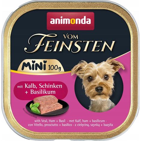 Animonda Dog  Vom Feinsten Mini  Nassfutter für kleine Hunderassen 100 g – Kalbsschinken und Basilikum 100 g