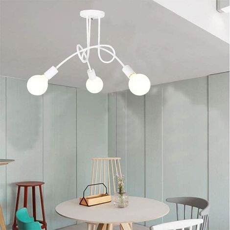 Lamparas de Techo Blanco, Plafon Sputnik de 3 Luces, Lámpara Techo Vintage para Dormitorio, Sala de Estar, Cocina, Forma DIY, Base E27 (1/5)