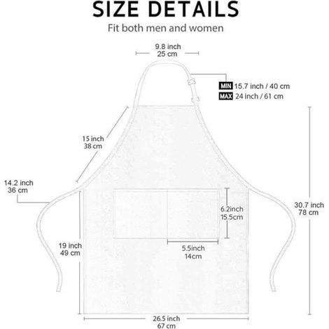 Tablier Cuisine - Polyester Imperméable - 67 x 78 cm - 2 Poches Avant - Bandoulière Réglable - Blanc - Lot de 4 (1/5)