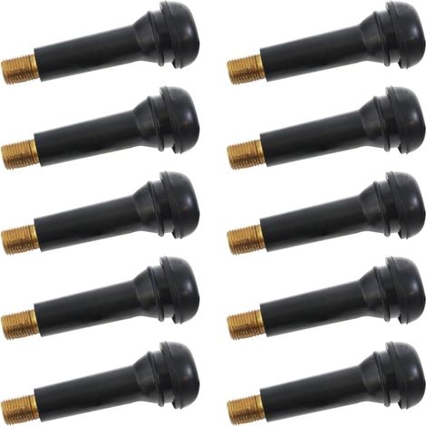 Lot de 10 valves en caoutchouc Snap-In - Capteur de valve de pneu de voiture TR412 - Courtes - Noir - En caoutchouc - Tubeless Snap-In Vavle - Tige de valve de pneu courte en caoutchouc (1/5)