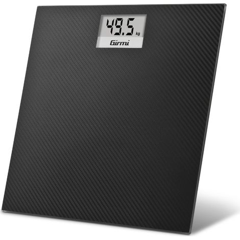 Báscula de baño de cristal BP27 con capacidad de 150 kg y precisión de 100 g, efecto carbón.