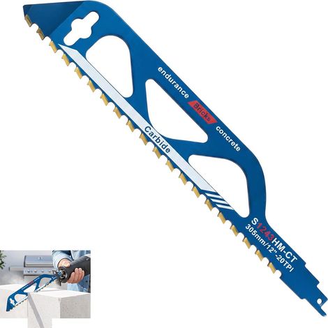 1 Pièce Lame de Scie Sabre S1243HM 305mm au Carbure de Tungstène, Lames de Scie Sabre pour Brique, Béton Cellulaire, Fibre-Ciment, Plaque de Plâtre et Matériaux Abrasifs (1/5)