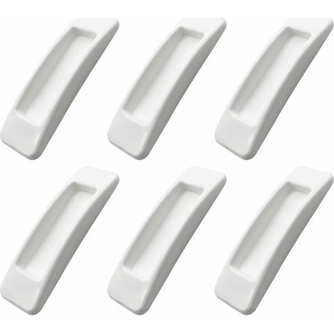 Tiradores autoadhesivos para puertas correderas con tiras adhesivas de doble cara para armarios, ventanas, frigoríficos, cajones y puertas de cristal (blanco, 6 unidades)