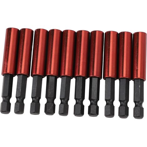 Lot de 10 embouts de tournevis longs aimantés porte-embout douille prolongateur hex 1/4 pouce 60 mm (1/5)