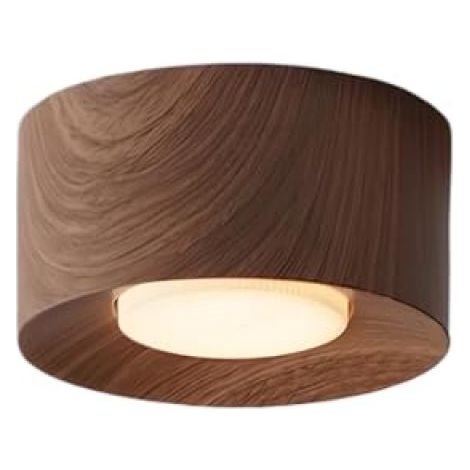 Beyamis Plafonnier LED semi-encastré imitation bois de noyer, 15 cm (5,9 pouces), 7 W, blanc froid 6000 K, idéal pour chambre, salon, couloir ou bureau - Brun (ampoule unique)