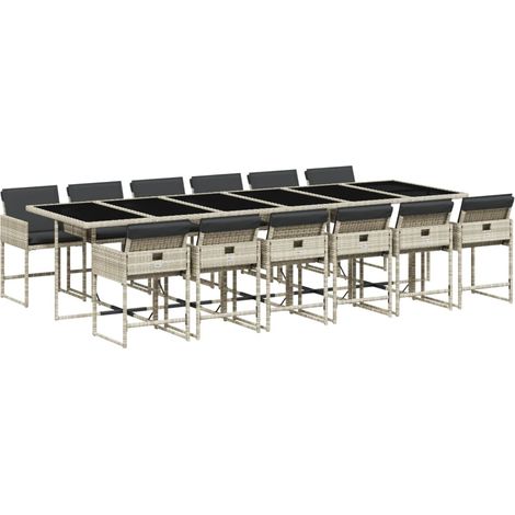 vidaXL Set da Pranzo da Giardino 13pz con Cuscini Grigio in Polyrattan