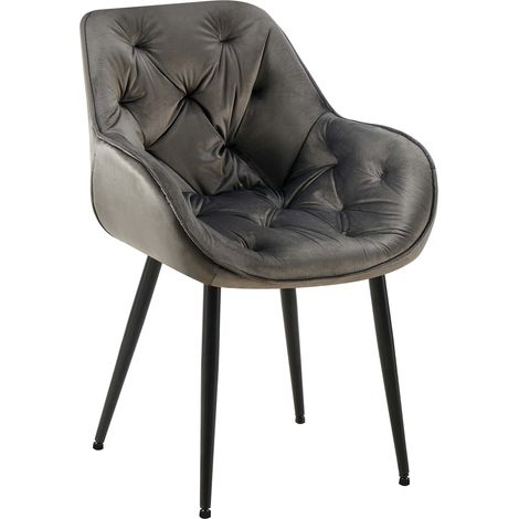 Sedia sala da pranzo x1 design e moderno seduta in velluto antracite e gambe in metallo nero 100001495