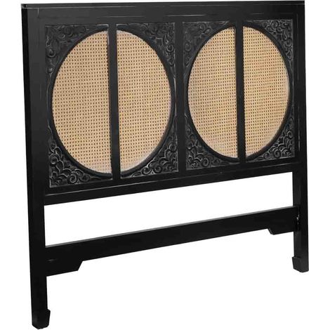 Cabezal de cama de Madera con rejilla negro 150x5x130h cm (1/5)