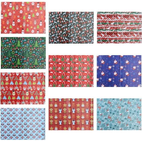 Papier cadeau de Noël, 10 rouleaux de papier d'emballage festif, décoration de paquets, motif hivernal, format standard (1/5)