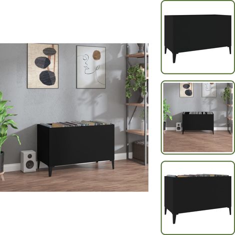 Armoire à disques noir 74,5x38x48 cm bois d'ingénierie - Meuble À Disques - Armoire À Disques - Rangement Vinyle - Étagère Disque - Support Vinyle