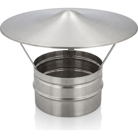 MAKA Comignolo Cinese Tondo, Terminale in Acciaio Inox per Canna Fumaria Camino Stufa a Legna Pellet e Gas, Cappello Antipioggia Aspirafumo Ø 450 mm (1/5)