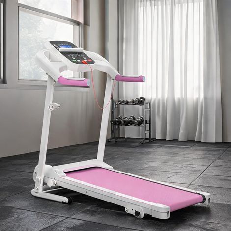 Tapis de course coloris blanc rose en acier 123 x 64 x 119,5 cm (1/5)