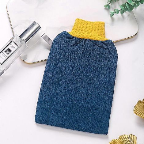 Gants exfoliants en profondeur, gants de bain gommage pour le corps, éliminent les cellules mortes (bleus) (1/4)