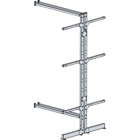 BRB Anbauregal zu doppelseitigem Kragarmregal, verzinkt, 3 Lagerebenen Plus Fußebene, BxTxH 1030x900x1950 mm (1/2)