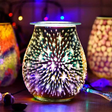 Lampe à Parfum électrique Brûleur Fonte De Cire Feux d'artifice 3D Diffuseur D'huile Parfumée, Chauffe-Cire De Veilleuse pour Décor Yoga Spa Chambre à Coucher (1/5)