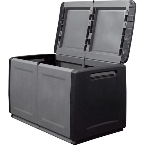 Coffre boîte meuble de jardin rangement 96 x 53 x 57 cm 230 litres gris foncé noir (1/5)
