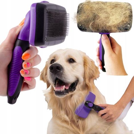 SELBSTREINIGENDE HUNDE-/KATZENHAARBÜRSTE MIT KAMM