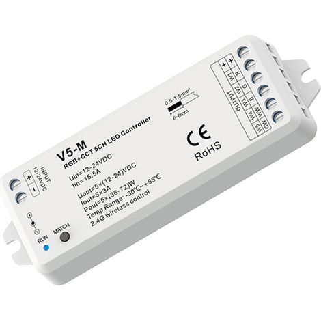 RGB + CCT Controller - 12-24V DC - 5 Kanäle - 3A/Kanal - RF