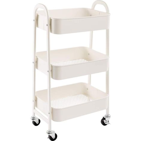1 Chariot de Rangement Métal 3 Niveaux, Roues avec Freins, Acier Épais, Pour Cuisine Salle de Bain Bureau (1/5)