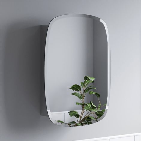 Bathroom Mirror Cabinet Wall Mounted Stainless Steel Single Door 450 x 600mm Rectangular