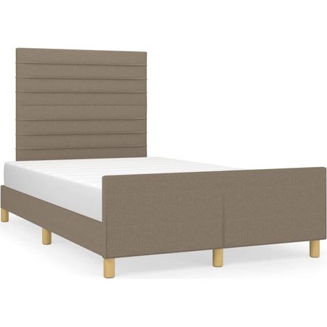 Lit adulte pour 2 personnes avec tête de lit, Structure de lit, Assemblage Facile, Taupe 120x200 cm Tissu OIB9257E (1/5)