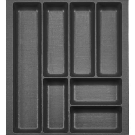 ORGA-BOX 2 Besteckeinsatz Tiefe 462 mm für Nobilia Küchen Canvas-Struktur anthrazit Schubladeneinsatz Breite 409 mm für Schubladen 500 mm