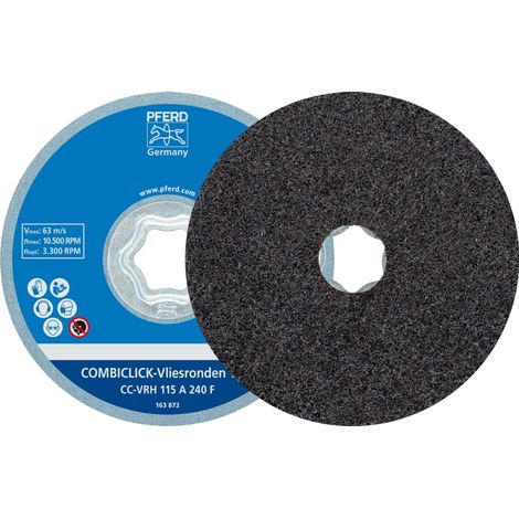 PFERD COMBICLICK harte Vliesronde CC Ø 115 mm A240F für Feinschliff und Finish mit Winkelschleifer (1/5)
