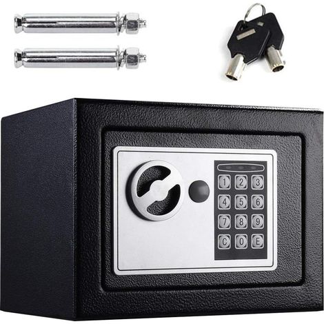 Coffre-fort, avec verrouillage électronique par mot de passe et 2 clés, adapté au stockage d'espèces commerciales / argent/bijoux/ objets de valeur, 4,6 litres-noir