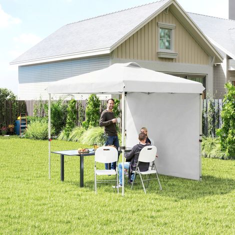 Carpa Plegable de Jardín de 2,5x2,5 m con Altura Ajustable Anti-UV con 1 Pared Lateral y Bolsas de Arena Blanco